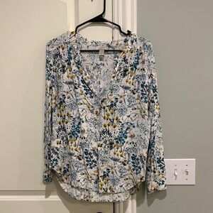 LOFT Floral Blouse - Blue, Yellow, White